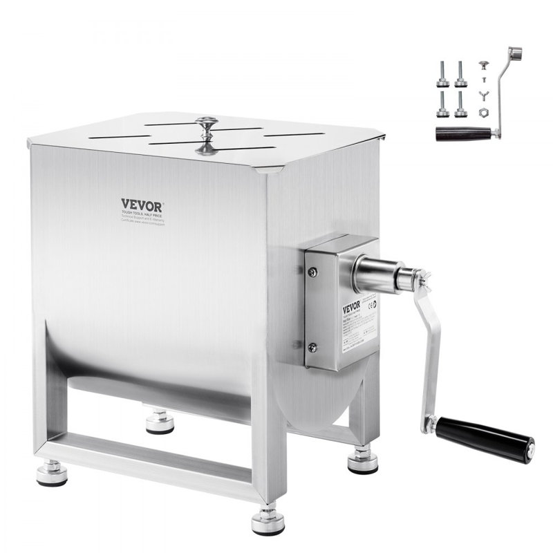 Manual Meat Mixer Machine with Fixed Tank, 17.7" H x 22.4" W