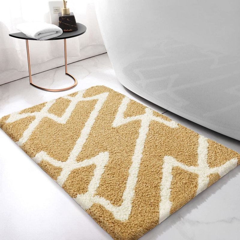 Dorwin Microfiber Non-Slip Bath Rug, Khaki, 0.7" H x 59" W x 24" D