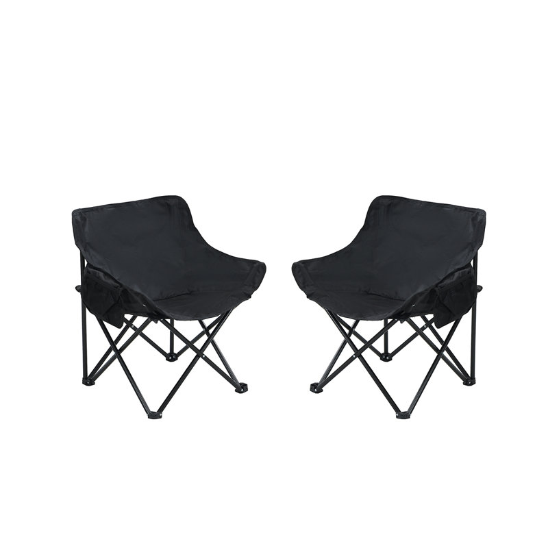 2PCS Outdoor Camping Chairs Folding/Portable, Carry Bag ,Black, Black