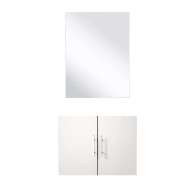 24 po L x P 22 po. Meuble-lavabo blanc brillant avec 18 miroirs - rangement spacieux, entièrement assemblé, installation rapide, miroir, armoire assemblée