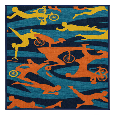 Washable Triathlon Sports Area Rug