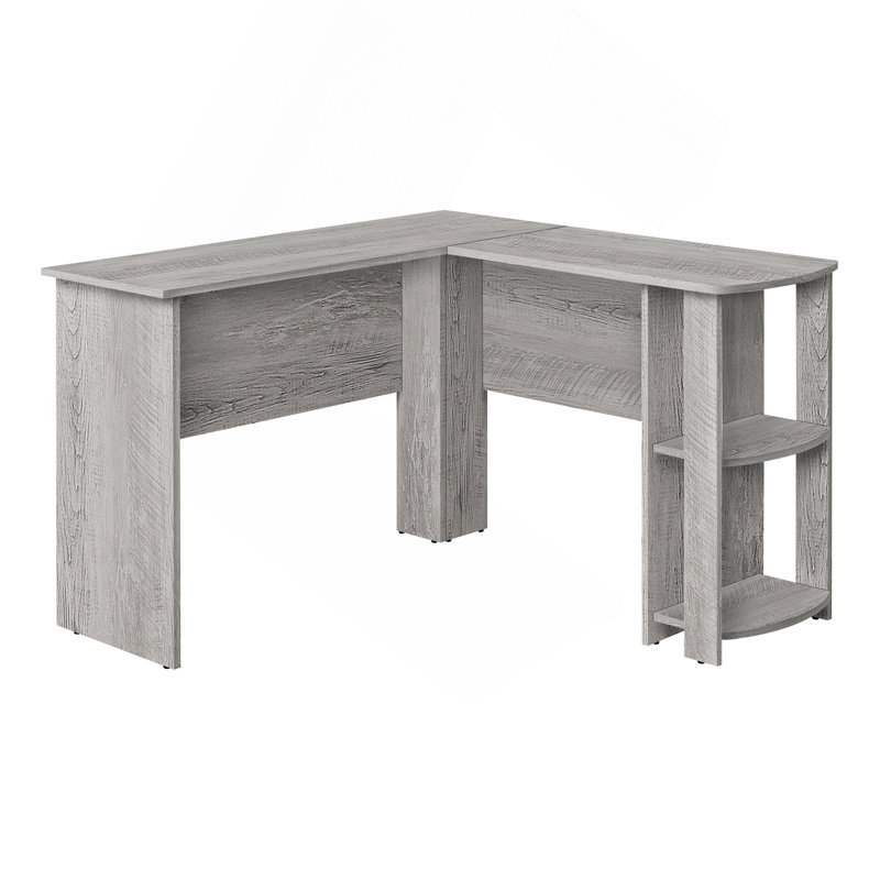 Bureau d'ordinateur, bureau personnel, coin, tablettes de rangement, L 48 po, forme en L, travail, ordinateur portable, stratifié gris, contemporain