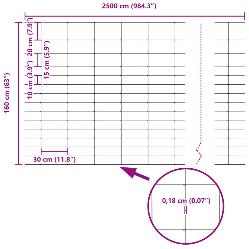 Vidaxl Field Fence Galvanised Steel, 160cm H x 2500cm W