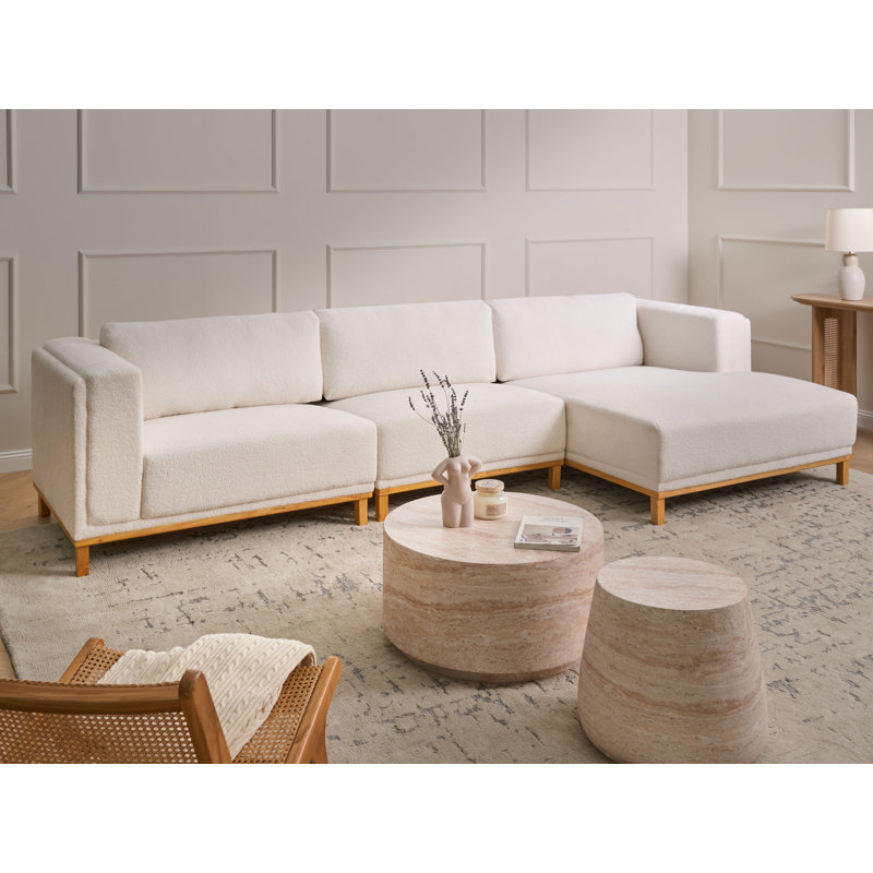 5 Seater Corner Sofa , Off White Fabric