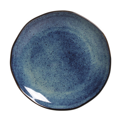 Denim Organic Dessert Plate 7.68" Ceramic Stoneware - Microwave, Oven, and Dishwasher Safe, by Porto Brasil