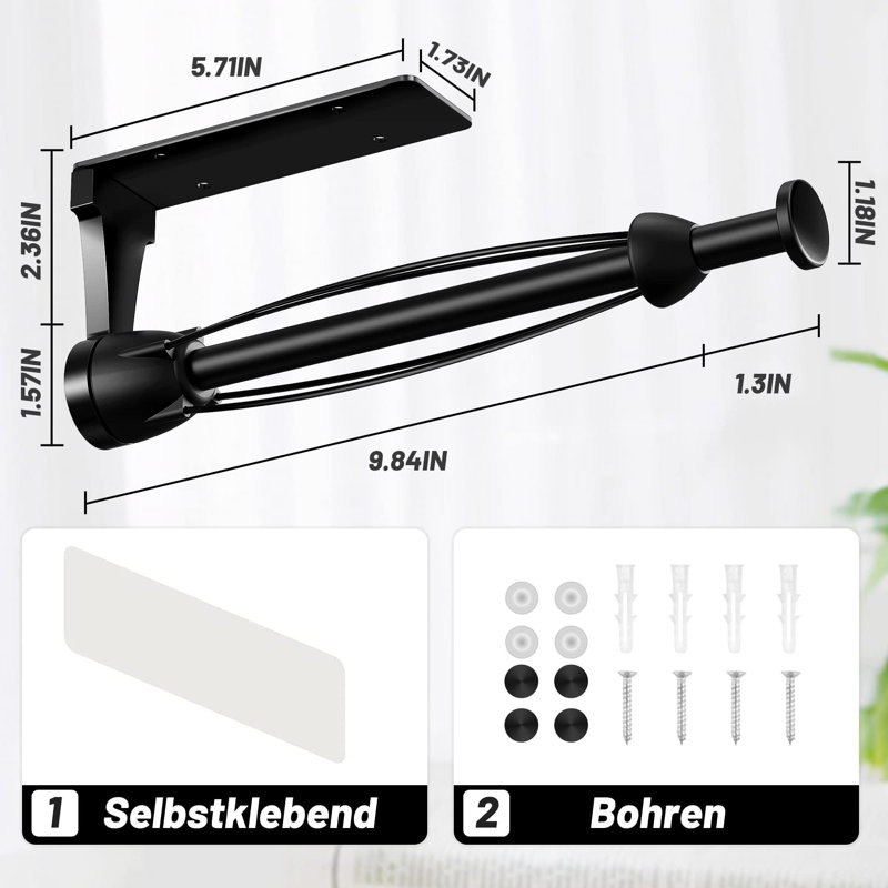 Kitchen Roll Holder Under Cabinet, Black