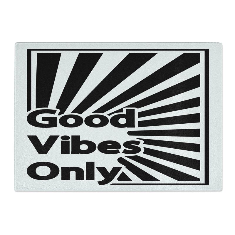 Good Vibes Only Rainbow Typography Chopping Board, 0.4cm H x 20cm W x 28.5cm L