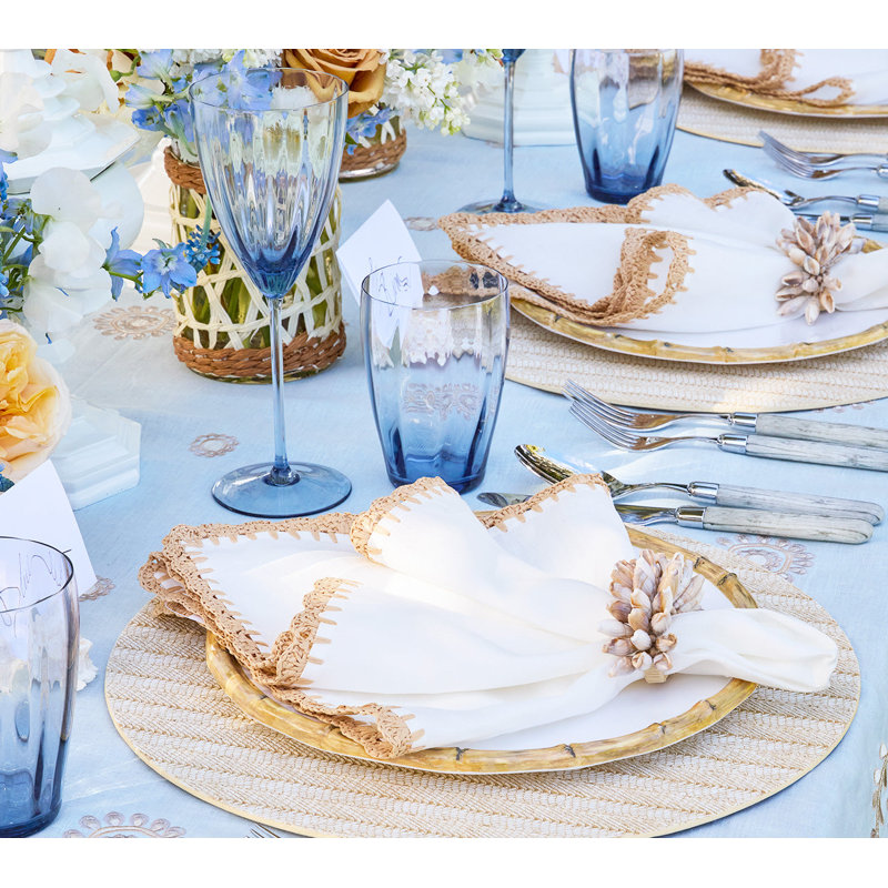 Shell Fringe Napkin Ring in Ivory/Brown
