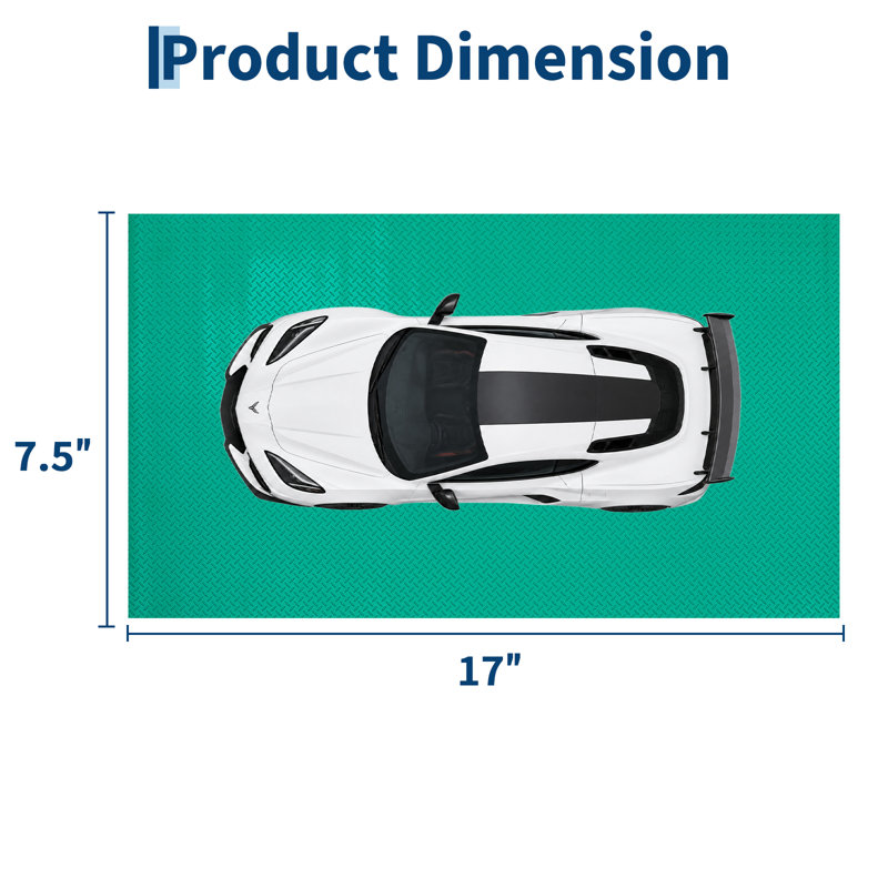 7.5 x 17 Ft Heavy‑Duty Garage Floor Mat, 2.8mm Thick Diamond Plate PVC Rubber Mat, Oil & Water Resistant, for Compact SUVs and Sports Cars, Includes Edge‑Fixing Tape