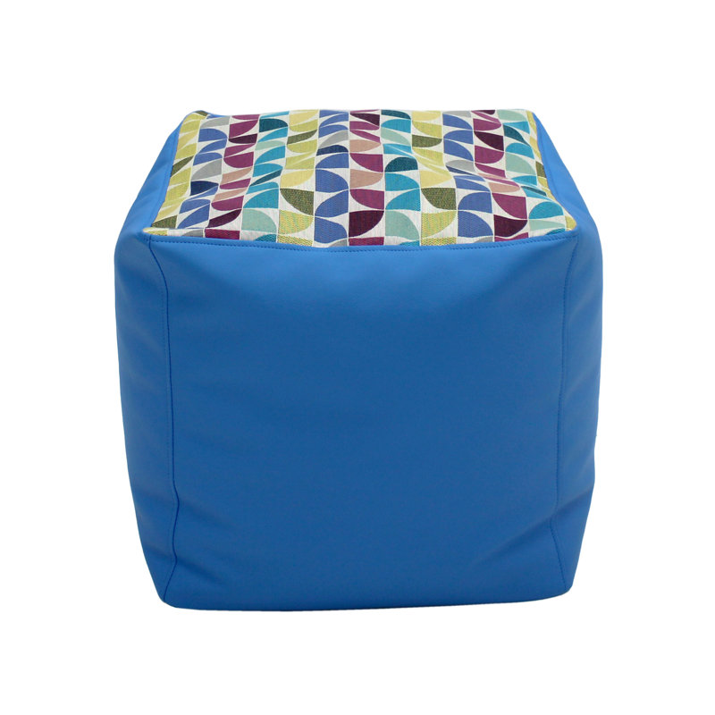 SoftScape Faux Leather Pouf, Wildberry Faux Leather
