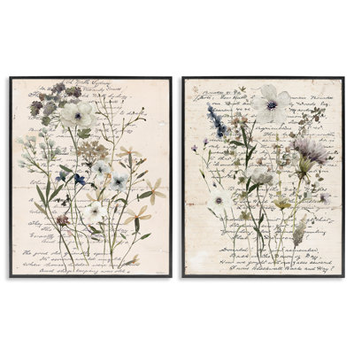  «Vintage Letters with Botanicals», ensemble de 2 giclées par Carol Robinson