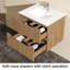 Meuble-lavabo mural 24 po avec lavabo à cuve blanche - Design flottant, finition noyer, peu encombrant pour une salle de bain moderne - Mobilier de salle de bain