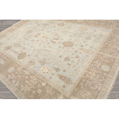 Multi Sizes Sage Oushak Stone Wash Wool Rug Hand Knotted Design