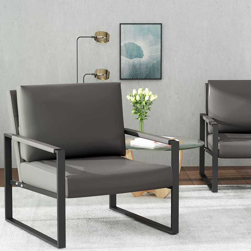 Carlean Faux Leather Armchair, Gray Faux Leather