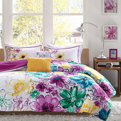 Literie double / grand avec motif floral bleu, couverture asymétrique floral, double / grand, matériau