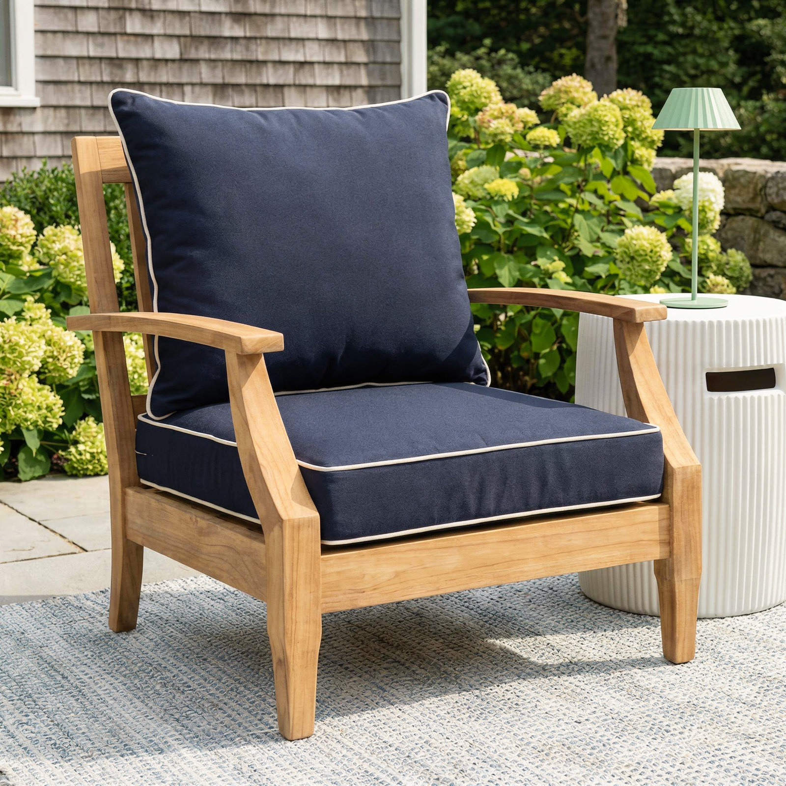 Warrick Sunbrella Outdoor Lounge Chair, Canvas Navy Sunbrella® Canvas, 23" W x 25" D