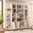 78.7''H X 78'' W White Symmetrical Combination Bookcase With 3-Cabinet And Louvered Doors