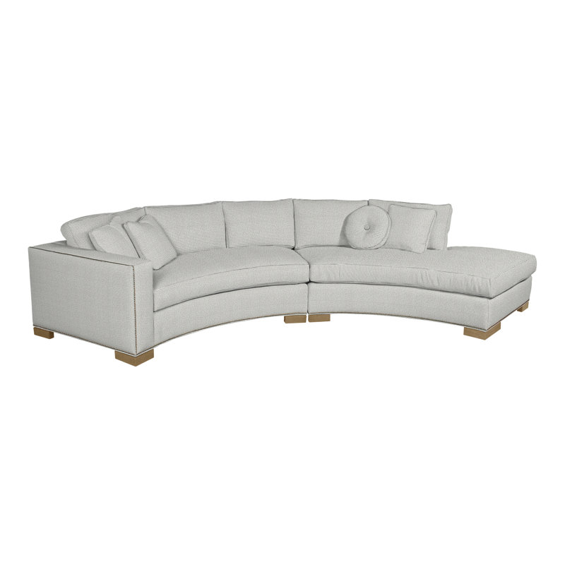 Michael Weiss 2-Piece Curved Sectional, Callaloo Cotton Linen Blend, Hampton, Yes
