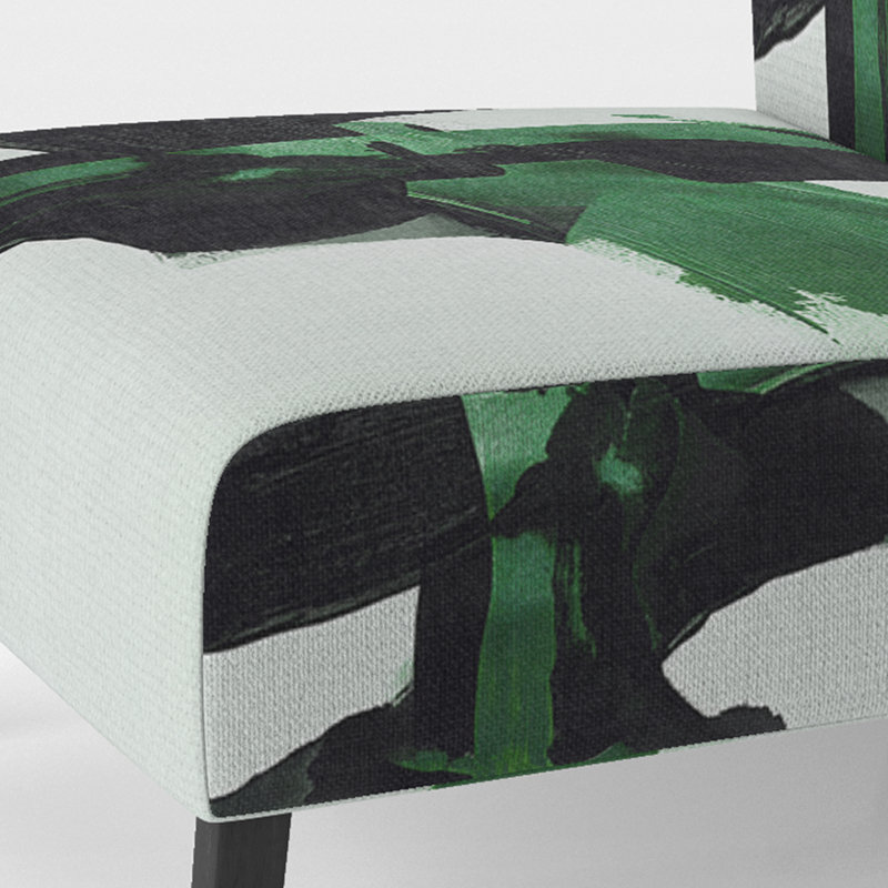 Fauteuil de chambre rembourré Geometric IV, Vert foncé / noir / blanc