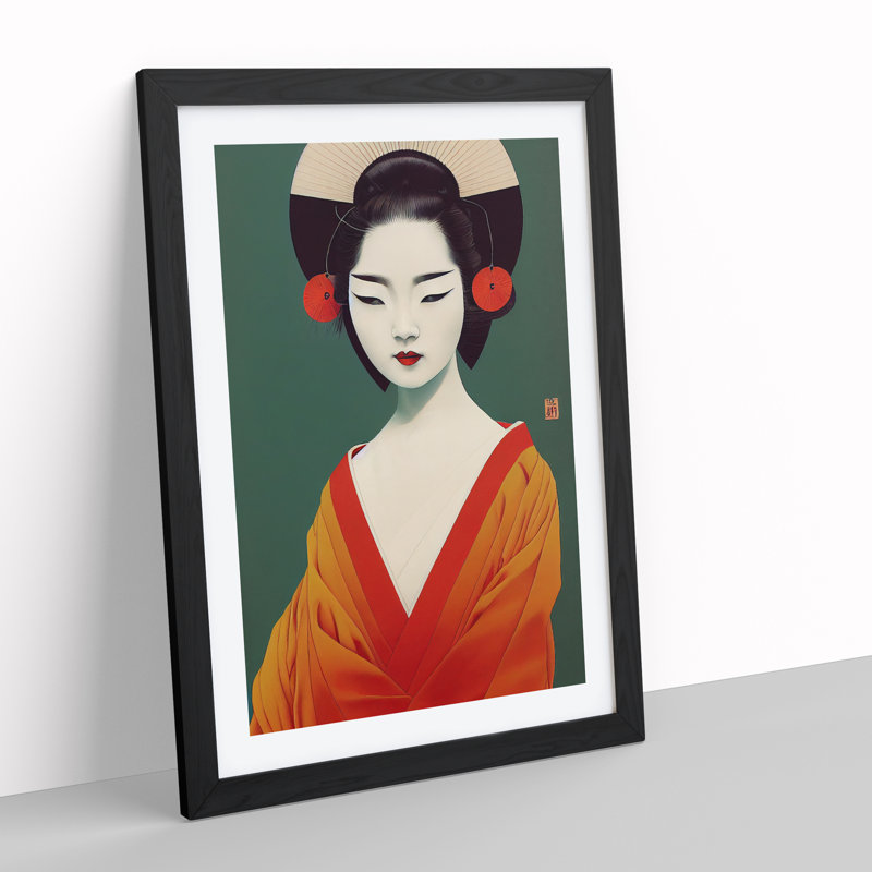 XV1022-4277X Sublime Geisha - Print, Black Framed Paper, 66cm H x 48cm W, White