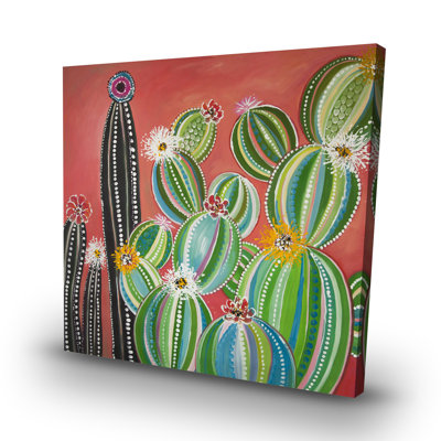 Rainbow cactus - 32"x32" art on canvas