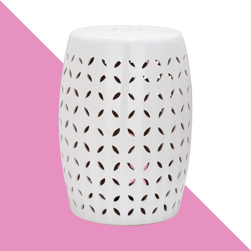 Hakon Ceramic Accent Stool, White