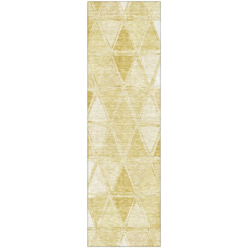Premium Machine Washable Prisco Gold Rug, Runner 2'3" x 7'6"