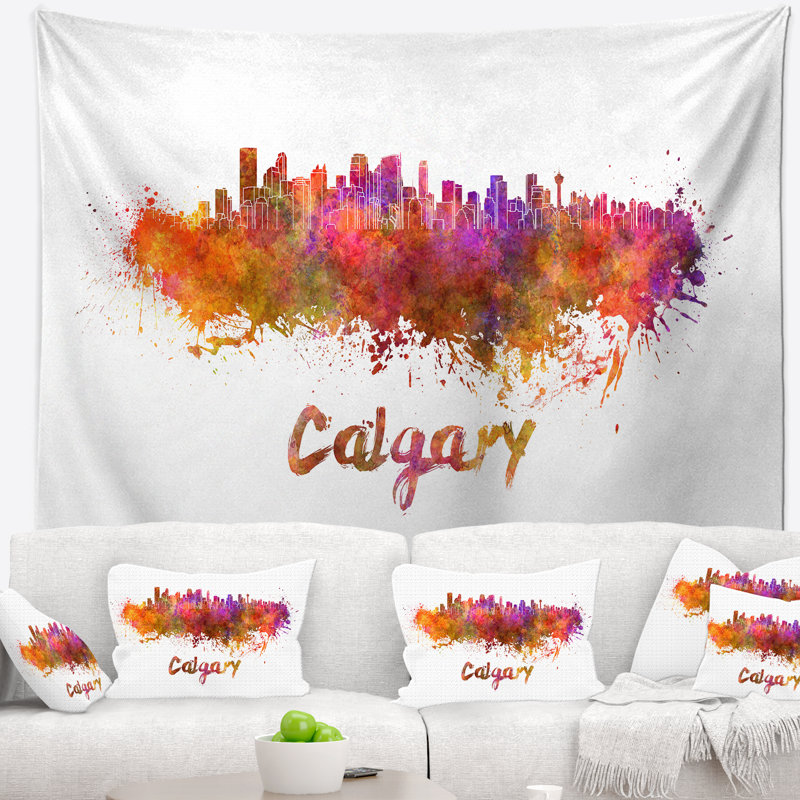 Tapisserie de calgary skyline Cityscape, H 50 po x l 60 po