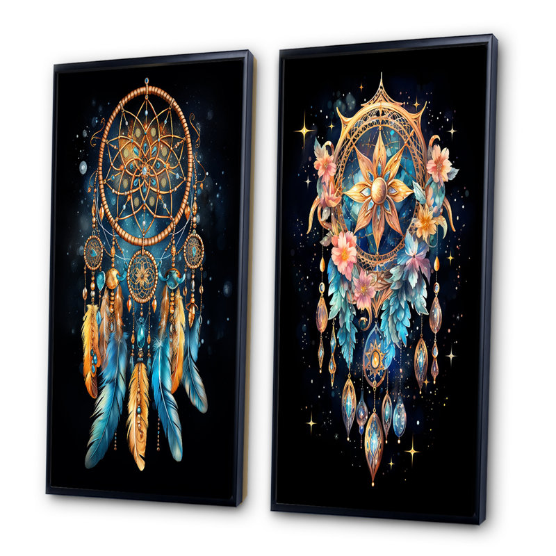 Dreamcatcher Dreams Interceptor "Dreamcatcher Dreams Interceptor" 2 - pièces sur, Cadre noir, H 20 po x l 24 po