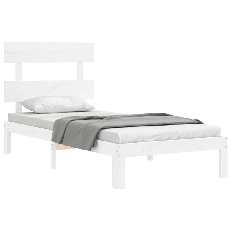 Bed Frame with Headboard, European Single (90 x 200cm), White