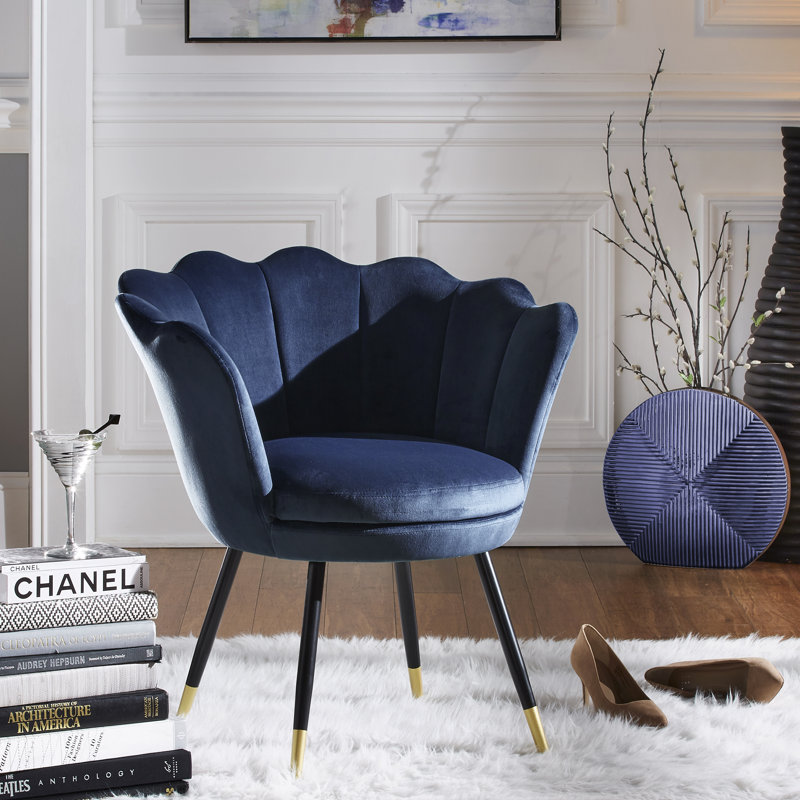 Willington Velvet Barrel Chair, Navy Blue Velvet
