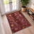 Ottohome Non-Slip Floral Leaves Area Rug For Living Room, Hallway, Entryway Rug, Dark Red-1938927102