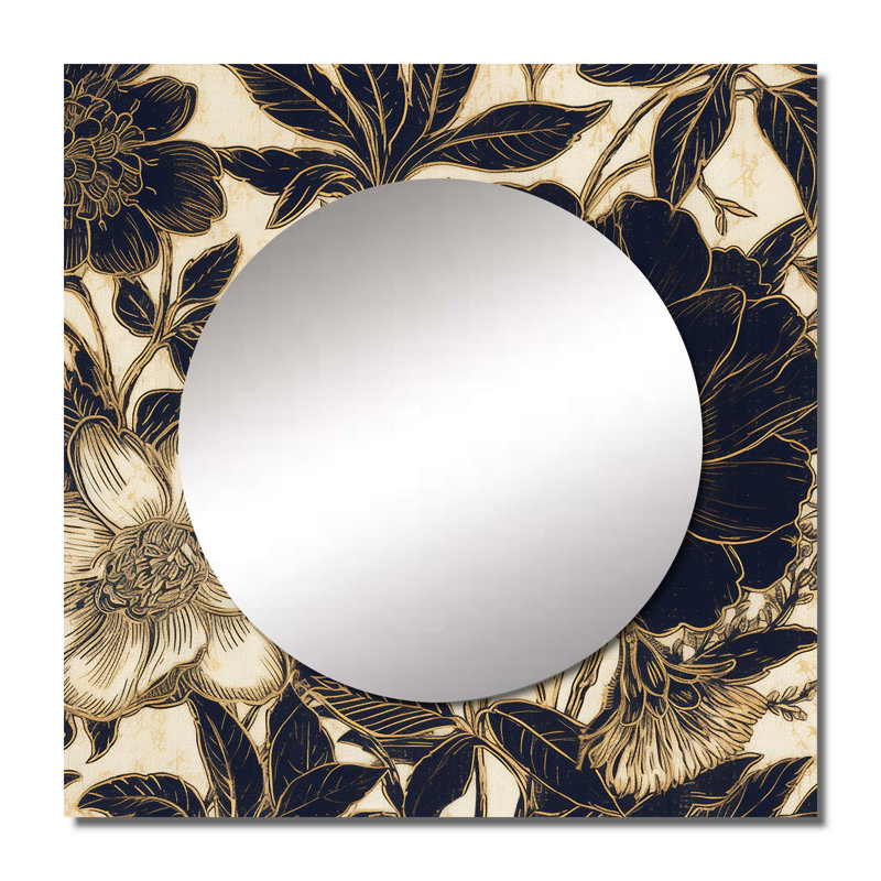 Jahiyah - Miroir carré floral à œillets pour décoration murale, 23 po x 23 po