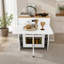 Table à manger extensible, îlot de cuisine avec meuble de rangement et prise électrique-870752337