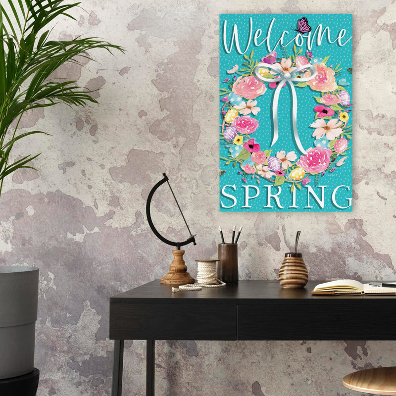Joyeux printemps - art printanier typographique «Welcome Spring Welcome», H 16 po x l 24 po