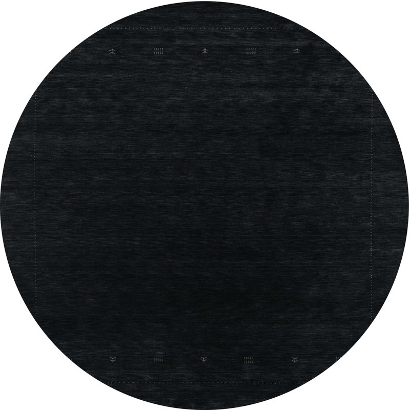 Tapis contemporain noir, Rond 3 pi