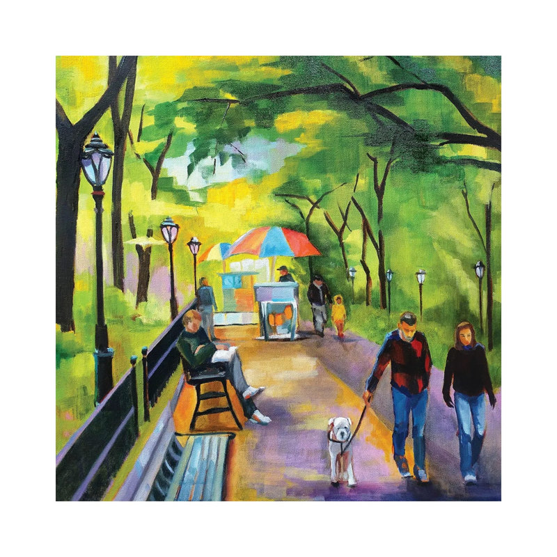 Stroll In Central Park by Maxine Shore - Wrapped Canvas Painting, 30.48 cm H x 30.48 cm W