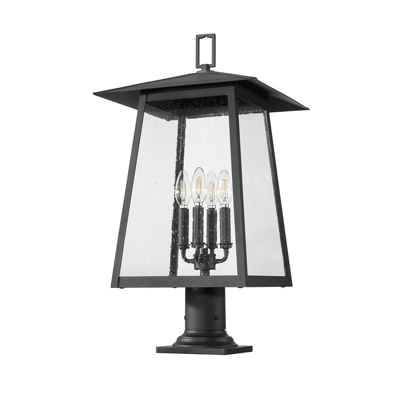 Solis 4 Light Outdoor Pier Mounted Fixture in Black, 26.25" H x 13.5" W x 13.5" D