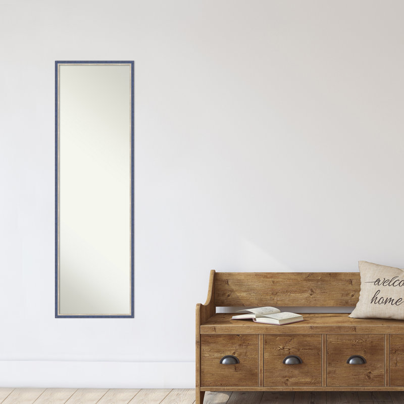 Wilstead Solid Wood Rectangle Wall Mirror, 49.25" x 15.25", Blue