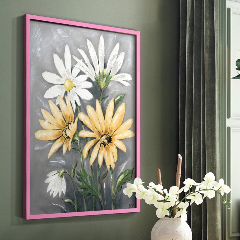 Summer Daisies II, reproduction encadrée - bois massif, H 10 po x l 8 po, Rose