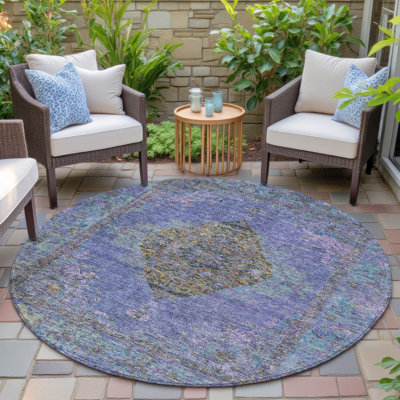 Machine Washable Indoor/Outdoor Xhevrie Purple Rug