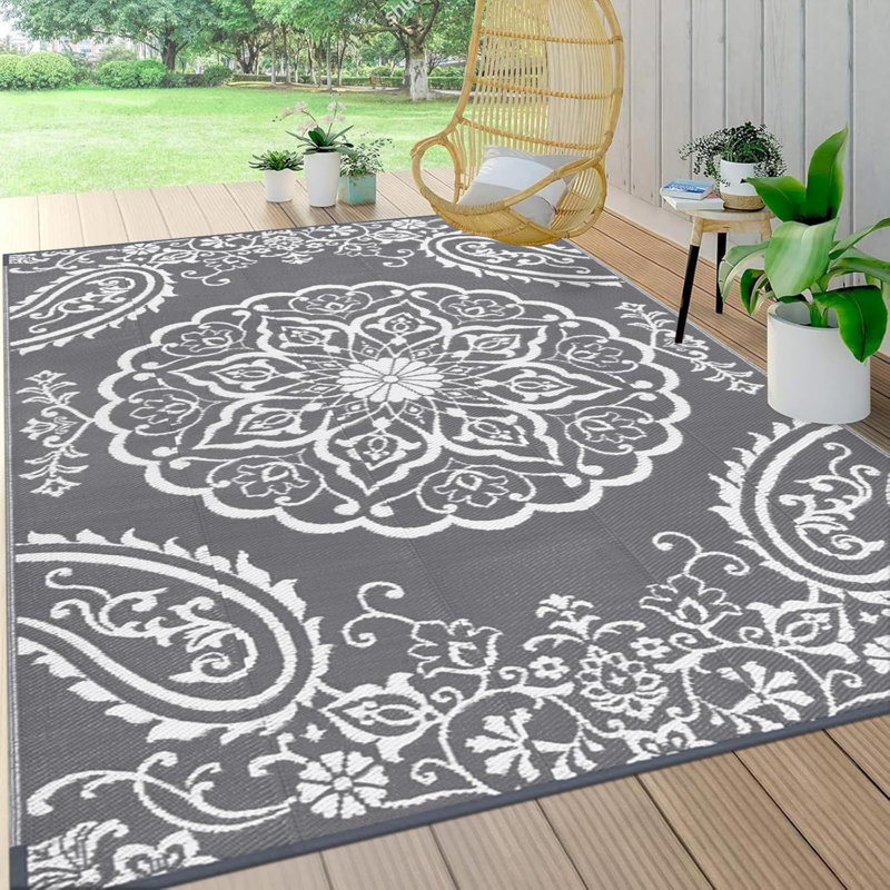 Outdoor Rug, Rectangle 6' x 9', Gray
