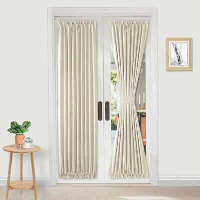 1 Panel French Door Curtains Rod Pocket Thermal Blackout Curtain with Tieback for Doors with Glass Window, Kitchen and Patio Doors for Privacy