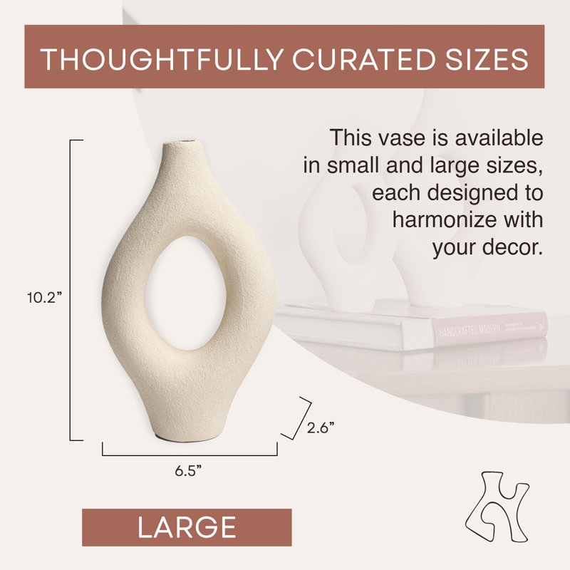 Vase décoratif moderne abstrait Villa Moda, H 10,2 po x l 2,6 po x P 4,7 po, Terre cuite
