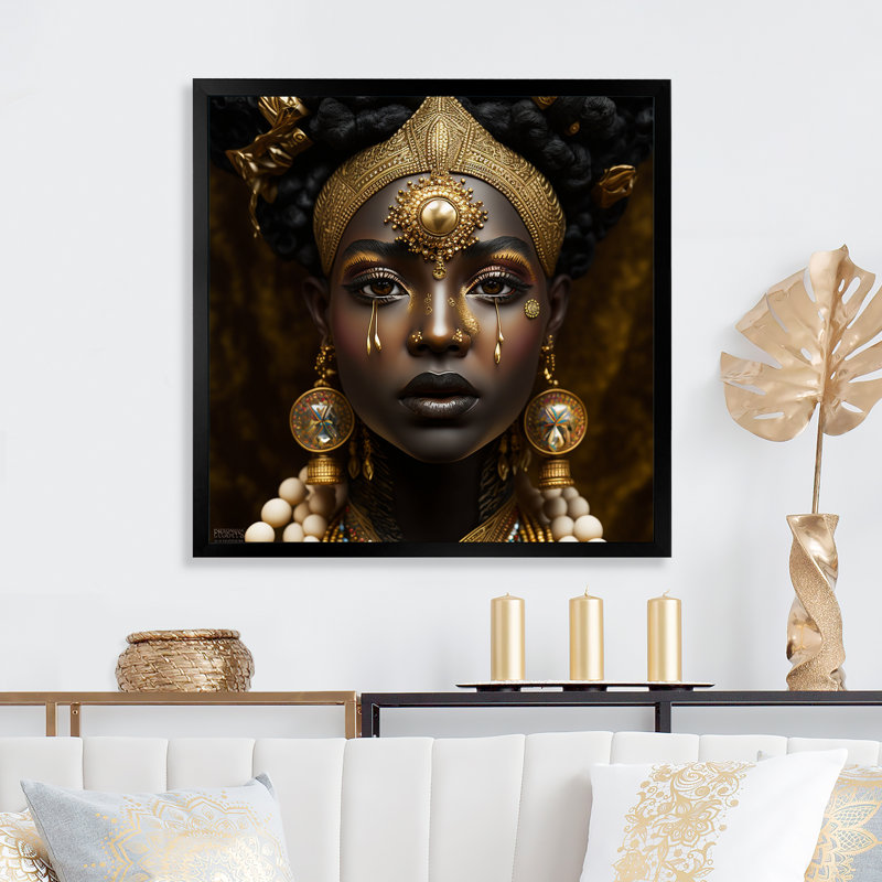 Maskell Tribal African Woman I - Art africain, reproduction d'art sur toile encadrée, L 16 po x H 16 po