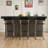 Modern Stainless Steel  Frame Bar Stool With Black Faux Leather Seat And Armrests-769486176
