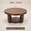 Table basse ronde de style Mid-Century de 80 cm avec tablette de rangement inférieure, table d'appoint pour salon, couleur noyer