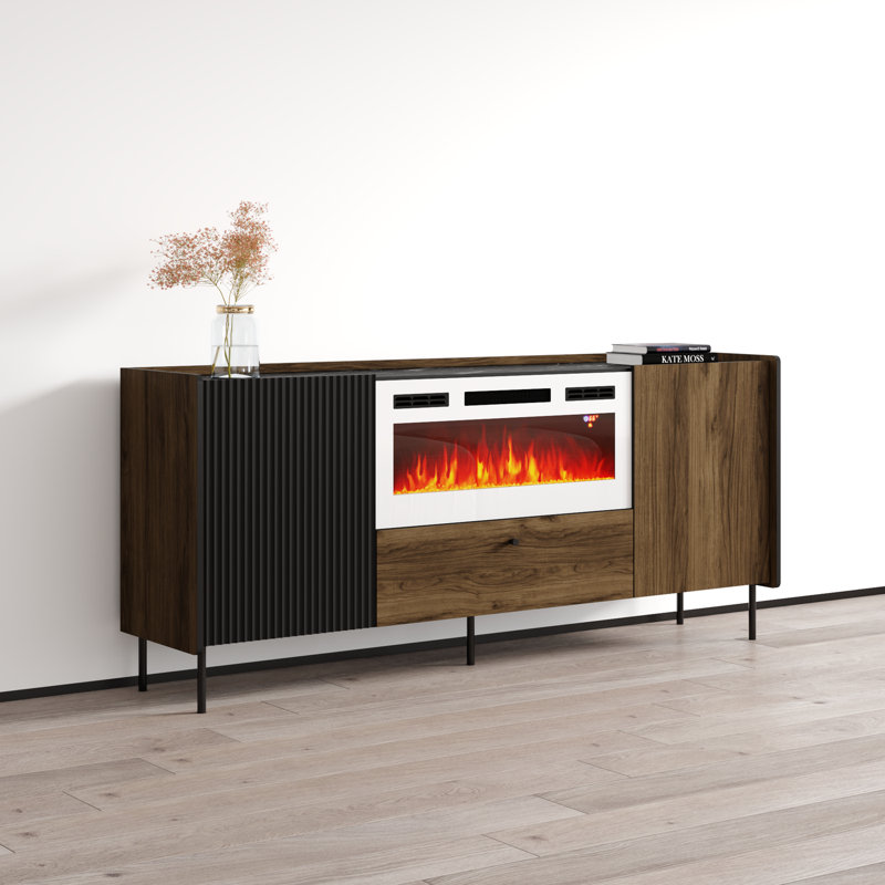 Buffet noir Brandy, Noyer / noir / blanc
