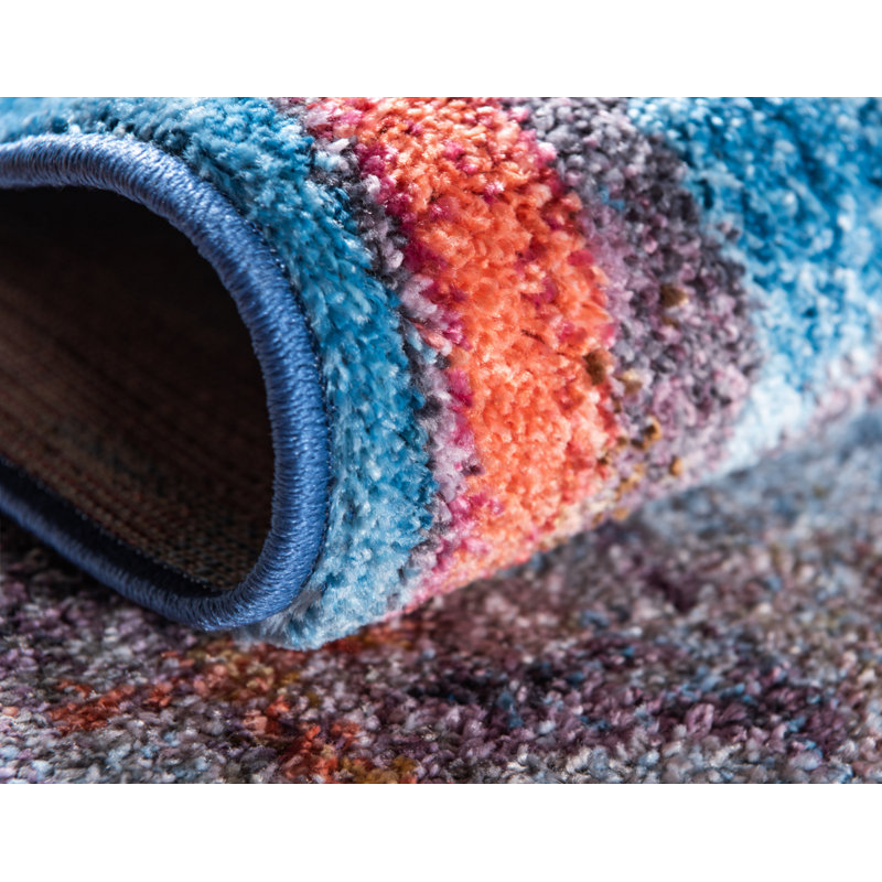 Multi-Color Abstract Easy Care Synthetic Runner Rug
