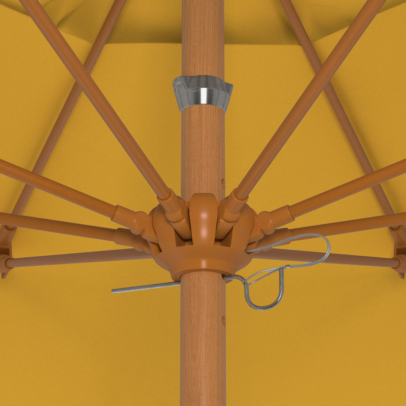 Parasol en bois de teck 9 pi, 103" H x 101" W x 101" D, Yellow